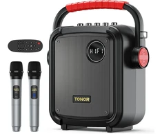 Nešiojama bluetooth kolonėlė Tonor Karaoke Partybox su 2 mikrofonais, belaidė karaoke sistema su belaidžiais mikrofonais, palaiko Bt/tf/usb/aux, skirta vakarėliams/lauke/suaugusiems/vaikams K7