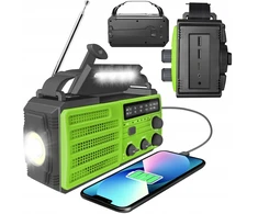 Nešiojama radijo stotis su saulės baterija, rankena ir Powerbank funkcija