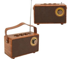 Kompiuterio kolonėlės Nešiojama retro bluetooth kolonėlė, medienos imitacijos radijas, dizaino hifi stereo garsas bt 5.1 usb įkraunamas vintage radijo bluetooth garsiakalbis