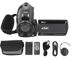Nešiojama vaizdo kamera, 4k 28mp 30x priartinimas Wifi skaitmeninė vaizdo kamera su 3 colių jutikliniu ekranu, apsauga nuo drebėjimo, 270° pasukimas, infraraudonųjų spindulių naktinis matymas, kompaktiška maža kamera