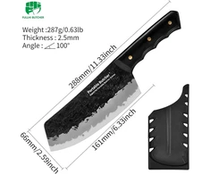 Nešiojamas japoniškas šefo mėsininko Bbq peilis su apsauga, rankų darbo aukštos anglies plieno peilis mėsai kapoti su dėklu virtuvei, stovyklavimui (16,08 cm)