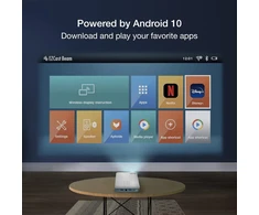 Nešiojamas projektorius Ezcast J4a 2024: mobilus projektorius su android, baterija ir garsiakalbiu kelionėms. Įkraunamas 1080p dlp projektorius. Suderinamas su hdmi, usb, iphone ir nešiojamaisiais kompiuteriais