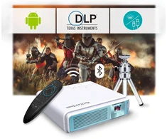 Nešiojamas projektorius Ezcast J4a 2024: mobilus projektorius su android, baterija ir garsiakalbiu kelionėms. Įkraunamas 1080p dlp projektorius. Suderinamas su hdmi, usb, iphone ir nešiojamaisiais kompiuteriais