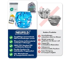 Neufeld daugkartinio naudojimo maudymosi sauskelnės kūdikiams (su nemokamu krepšeliu ir e. knyga) - daugkartinio naudojimo maudymosi sauskelnės 2 metų vaikams (dydis S, mėlynos)