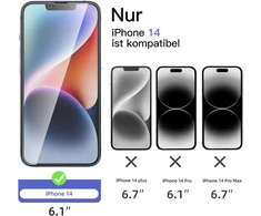 New'c 2 x privatumo apsauga, skirta iphone 14, pagaminta iš grūdinto stiklo (6,1 colio) ir 2 x kameros grūdinto stiklo kameros apsauga, skirta iphone 14 (6,1 colio) - 28 laipsnių patobulintas žiūrėjimo kampas - atsparus įbrėžimams