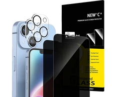 New'c 2 x privatumo apsauga, skirta iphone 14, pagaminta iš grūdinto stiklo (6,1 colio) ir 2 x kameros grūdinto stiklo kameros apsauga, skirta iphone 14 (6,1 colio) - 28 laipsnių patobulintas žiūrėjimo kampas - atsparus įbrėžimams