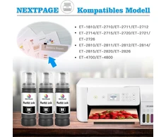 Nextpage 104 juodas rašalas, suderinamas su epson 104 ecotank rašalo buteliuku, skirtu et-2820 et-2810 et-2870 et-2710 et-2711 et-2712 et-2714 et-2715 et-2720 et-2726 et-4700 (3 x juodas, ne originalus)