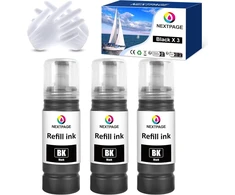 Nextpage 104 juodas rašalas, suderinamas su epson 104 ecotank rašalo buteliuku, skirtu et-2820 et-2810 et-2870 et-2710 et-2711 et-2712 et-2714 et-2715 et-2720 et-2726 et-4700 (3 x juodas, ne originalus)