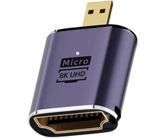 Nfhk micro hdmi male į hdmi 2.1 female uhd extension auksinis converter adapter palaiko 8k 60hz hdtv