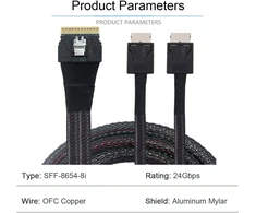 Nfhk pci-e ultraport slimline sas slim 4.0 sff-8654 8i 74pin į dual oculink sff-8611 kabelį 50 cm pci-express