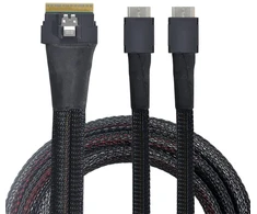 Nfhk pci-e ultraport slimline sas slim 4.0 sff-8654 8i 74pin į dual oculink sff-8611 kabelį 50 cm pci-express