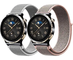 Niboow [2 vnt. 20 mm dirželių rinkinys, skirtas Huawei Watch Gt 3 Pro 43 Mm/watch Gt 3 42 Mm/watch Gt 2 42 Mm/watch 2 Pro, nailoninis pintas solo kilpos sportinis dirželis, skirtas Honor Magic Watch 2 42 mm - rožinis + baltas