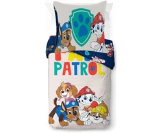 Nickelodeon Paw Patrol 100% medvilnės viengulis antklodės užvalkalų komplektas – Chase ir Skye pilka patalynė su pagalvės užvalkalu 80 x 80 cm