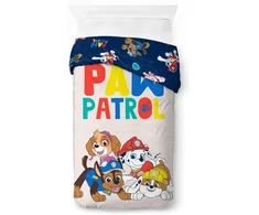 Nickelodeon Paw Patrol 100% medvilnės viengulis antklodės užvalkalų komplektas – Chase ir Skye pilka patalynė su pagalvės užvalkalu 80 x 80 cm