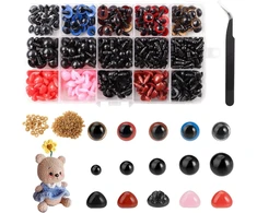 Nicklin sagos akys nėrimo gyvūnams, 773 vienetų plastikinės sagos akys nėrimo gyvūnų rinkinys, 5–12 mm spalvingos lėlių akys ir nosys, blizgučių akys rankdarbiams, „pasidaryk pats“ lėlių akys su poveržlėmis