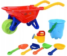 Nicola.toys smėlio karutis, kibirėlis, laistytuvas, kastuvėliai, grėbliukai, formelės 7 dalių 4703