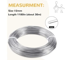 Nikita online aliuminio viela rankdarbiams, 2 mm x 30 m, sidabrinė, nerūdijanti ir lengvai formuojama, skirta dekoracijoms ar papuošalams gaminti