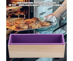 Nikou 1200 ml stačiakampės formos muilo formos, lanksčios "pasidaryk pats" silikoninės muilo formos su medine dėžute, silikoninis rankų darbo įrankis pyragams, ledams, šokoladui kepti, muilo gamybos priedai