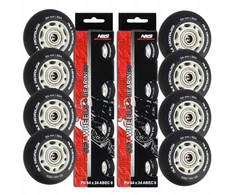 Nils Extreme Guminiai Riedučių Ratukai 64mm, 8 vnt. Komplektas + Guoliai Abec-9, Juodi Matiniai