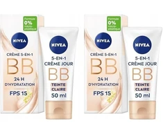 Nivea 5in1 Drėkinamasis ir spalvinantis Bb kremas Spf 15, šviesus atspalvis, 2 x 50 ml