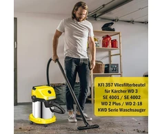 Nixoot 12 vnt. Kfi 357 flisinių filtrų maišelių rinkinys, skirtas Kärcher Wd 3 /wd 2 Plus/wd 2-18 /se 4001 /se 4002 /mv2 /mv3 /kwd serijos plaunamiems dulkių siurbliams, didelės talpos dulkių siurblys skirtas šlapiam ir sausam valymui