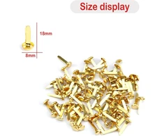 Niyata 200 mini brads pakuotė, raštuoti maišelių segtukai, skirstomieji kaiščiai, apvalūs galvučių segtukai, 8 x 18 mm, apvalūs galvučių segtukai scrapbooking'ui, biurui, popieriui, pasidaryk pats (auksiniai)