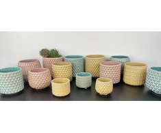 Nordring Retro vazonas, skirtas vidaus augalams, Vintage gėlių vazonas Reef L (16,5 cm skersmens), tamsiai pilkas, keramikinis