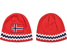 Norge Beanie Kepurė Žiemai - Raudona, Tamsiai Mėlyna, Balta