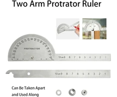 Nortools 0-180° apvalios galvutės kampainis su dviem nerūdijančio plieno svirtimis, skirtas medienos apdirbimo liniuotei su kampo ieškikliu, amatininko liniuotė