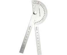 Nortools 0-180° apvalios galvutės kampainis su dviem nerūdijančio plieno svirtimis, skirtas medienos apdirbimo liniuotei su kampo ieškikliu, amatininko liniuotė