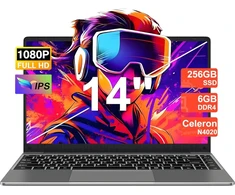 Notodd nešiojamas kompiuteris win11, 14 colių, 6 gb ram, 256 gb ssd, galimybė išplėsti iki 1 tb, su cpu n4020 iki 2.8 ghz, pilkas