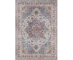 Nouristan Asmar kilimas – kilimas svetainei su rytietiškais raštais, detaliu gėlių ornamentu, plokščio audimo kilimas valgomajam, svetainei, miegamajam – mėlynas, 80 x 150 cm