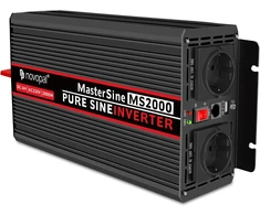 Novopal 2000 W automobilinis įtampos keitiklis -24 V 230 V gryno sinuso bangos su 2 eu lizdais ir usb prievadais + nuotolinis valdymas + akumuliatoriaus kabelis ir instrukcija