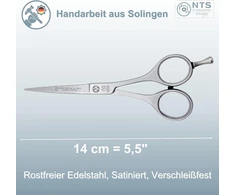 Nts-solingen Sidabrinis Line 250 kirpyklos žirklės satininės kirpyklos žirklės profesionalios 11.5-16.5 cm 100% pagaminta Solingene plaukų žirklės su smulkiais mikro dantukais (5.5 colio = apie 14 cm)