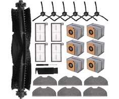 Nuo desire 25 dalių priedų rinkinys, atsarginės dalys, skirtos Eufy X8 Pro robotui dulkių siurbliui, 1 pagrindinis šepetys, 4 Hepa filtrai, 6 šoniniai šepečiai, 6 šluostės, 6 dulkių maišeliai, 1 valymo šepetys, 1 atsuktuvas