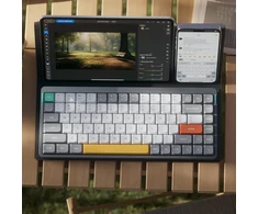 Nuphy Air75 V2 belaidė mechaninė klaviatūra, 84 klavišų rgb hot-swap klaviatūra, palaiko bluetooth 5.1, 2.4g ir laidinį c tipo ryšį, skirta pc/laptop/windows/mac - pilka gateron aloe switch