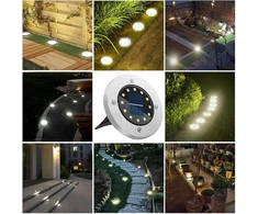 Nurkoo 12 vnt. saulės energija įkraunamų grindų šviestuvų lauke, 12 led saulės šviestuvų, 800 mah diskiniai šviestuvai su patobulintu saulės kolektoriumi, sodo šviestuvas, saulės lempa, saulės prožektorius, dekoracija vejai, takui, baseinui, terasai (šilt