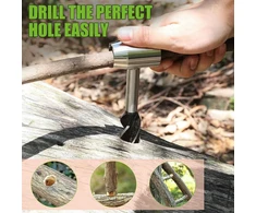 Kelioninis Nutmanel rankinis grąžtas Bushcraft, rankinis grąžtas medienai, medienos grąžtas Scotch Eye, universalus išgyvenimo įrankis su dėklu stovyklavimui, medienos apdirbimui, Bushcraft ir išgyvenimui lauke