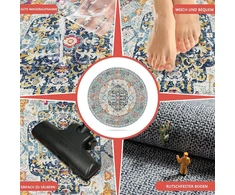 Nyescasa apvalus kilimas 120 cm Vintage Boho Mandala kilimas svetainei, skalbiamas, neslystantis, minkštas trumpo plauko apvalus kilimas miegamajam, vaikų kambariui, lauko, smėlio spalvos/mėlynas