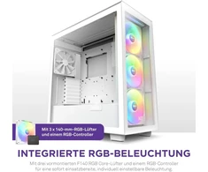 Nzxt H7 Elite 2023 - Cm-h71ew-02 - Atx Mid-tower žaidimų kompiuterio korpusas - Usb-c prievadas - grūdinto stiklo priekinis ir šoninis skydelis - 3 x F-series 140 mm Core Rgb ventiliatoriai įtraukti - paruoštas vandens aušinimui - baltas