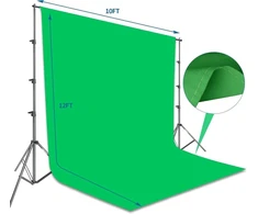 Objektyvas Emart žalio ekrano fonas su stovu, 2,6 x 3 m fono sistema, 3 x 3,6 m žalias nuotraukų fonas ir 2 spyruokliniai spaustukai, foto studijos rinkinys produktų portretų „youtube“ vaizdo fotografijai