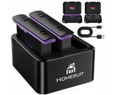 Objektyvas Homesuit akumuliatorių rinkinys 2500mah ir usb įkroviklis x4