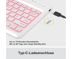 Occtingkind, bluetooth klaviatūra, skirta ipad/android planšetiniams kompiuteriams, vokiškas išdėstymas qwertz, 12 colių belaidė magnetinė klaviatūra su apšvietimu, skirta ipad/samsng galaxy tab/android planšetiniam kompiuteriui, juoda