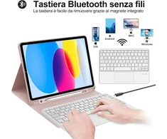 Occtingkind klaviatūra, skirta Ipad 10 kartos 2022, dėklas su klaviatūra, skirtas Ipad 10 10.9 colių, dangtelis su jutikliniu kilimėliu, bluetooth klaviatūra, magnetinis nuimamas qwerty itališkas, skirtas Ipad 10 gen 10.9 colių, rožinis