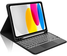 Occtingkind, klaviatūra, skirta ipad 2025/2022, dėklas su klaviatūra, skirtas ipad a16 11 colių 2025 ir ipad10 gen 10,9 colių 2022, bluetooth klaviatūra, qwertz, usb c, trackpad, apšvietimas, juoda