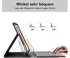 Occtingkind, klaviatūra, skirta ipad 2025/2022, dėklas su klaviatūra, skirtas ipad a16 11 colių 2025 ir ipad10 gen 10,9 colių 2022, bluetooth klaviatūra, qwertz, usb c, trackpad, apšvietimas, juoda