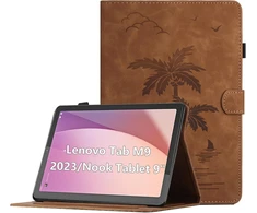 Oduio dėklas, skirtas Lenovo Tab M9 (9 colių) Tb-310fu 2023, aukščiausios kokybės Pu odos daugia kampų folio apsauginis dėklas su kortelių lizdu ir automatinio užmigdymo/pabudimo funkcija, rudas