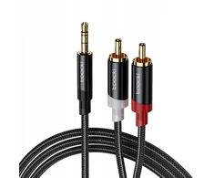 Oem Toocki 3.5mm į 2 rca audio aux kabelis 5m juodas moy