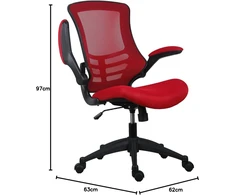 Office hippo medžiaginis operatoriaus biuro krėslas, reguliuojamo aukščio ir pakreipimo ergonominis krėslas su įtempimo valdymu, atlenkiami porankiai, skirtas kasdieniam naudojimui, iki 115 kg apkrova, raudonas