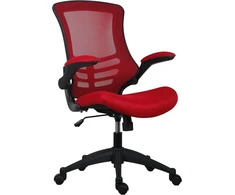 Office hippo medžiaginis operatoriaus biuro krėslas, reguliuojamo aukščio ir pakreipimo ergonominis krėslas su įtempimo valdymu, atlenkiami porankiai, skirtas kasdieniam naudojimui, iki 115 kg apkrova, raudonas